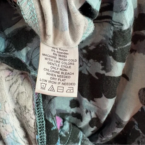 LOGO Lori Goldstein Blue Animal Print Knit Dress Small Pockets 3/4 sleeves - Picture 9 of 9